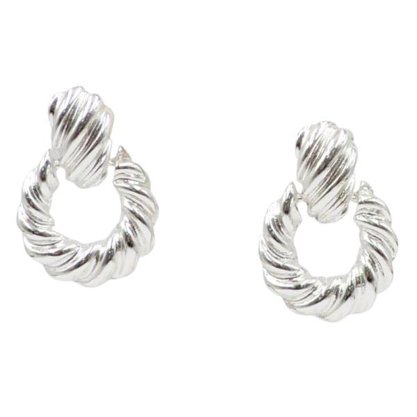 TEXTURED DOOR KNOB SHAPE EARRING