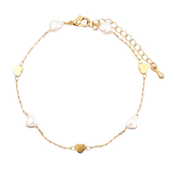 HEART PEARL STATION BRACELET