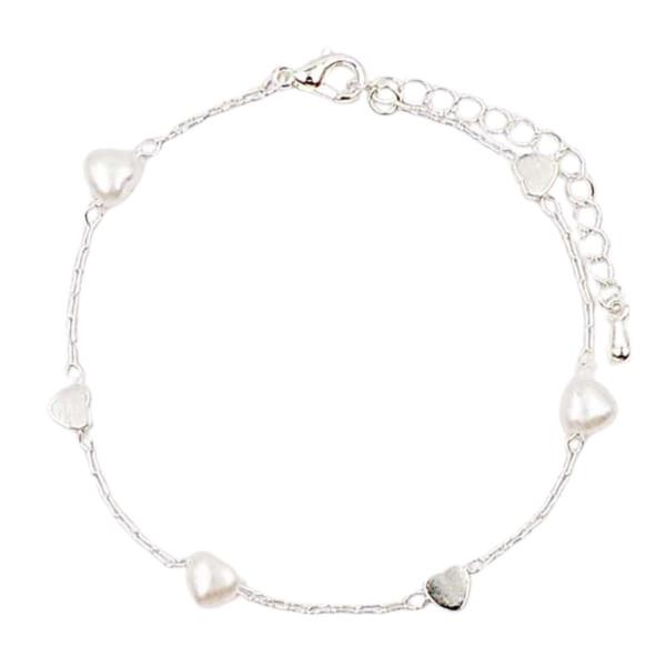 HEART PEARL STATION BRACELET