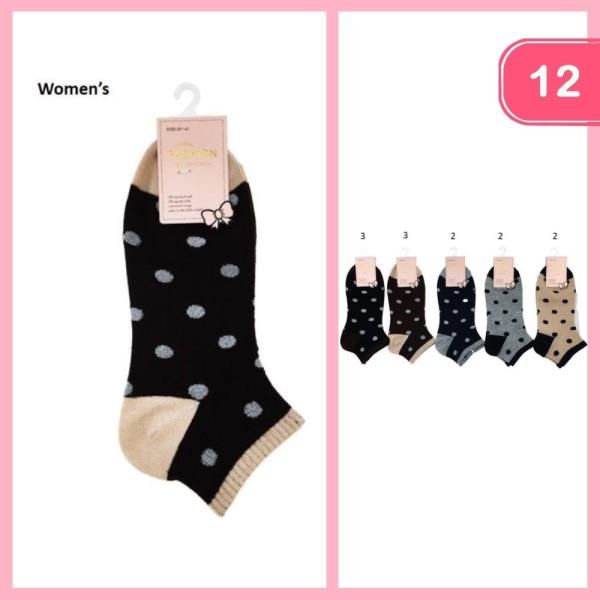 POLKADOT ANKLE SOCKS (12 UNITS)