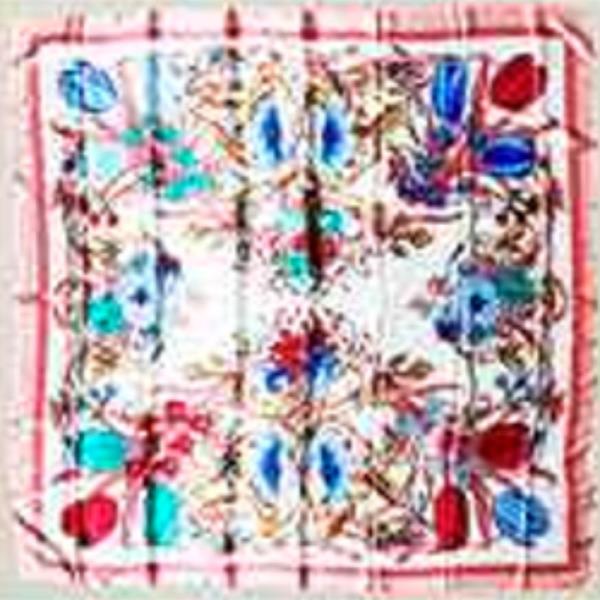 FLOWER PATTERN SILKY BANDANA SQUARE NECK SCARF