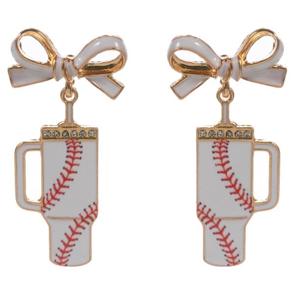 BASEBALL PRINTED TUMBLER HYPOALLERGENIC TITANIUM POST EARRING