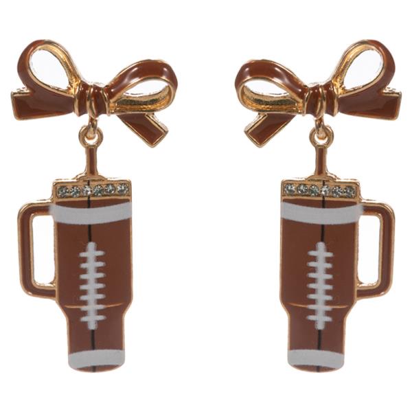 FOOTBALL PRINTED TUMBLER HYPOALLERGENIC TITANIUM POST EARRING
