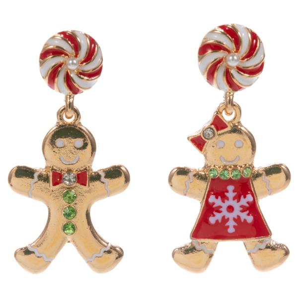 GINGERBREAD MAN SHAPED ENAMEL HYPOALLERGENIC EARRING