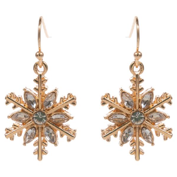 SNOWFLAKE SHAPED METAL  BRASS HOOK EARRING