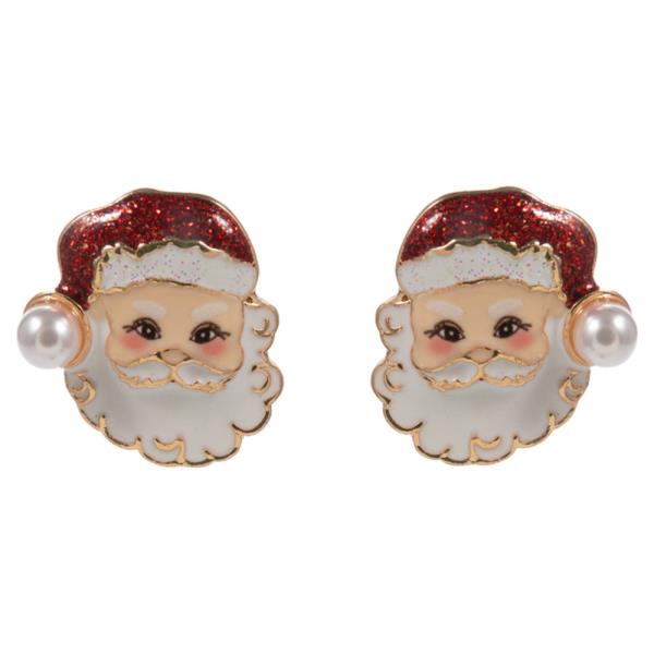 SANTA CLAUS SHAPED ENAMEL HYPOALLERGENIC EARRING