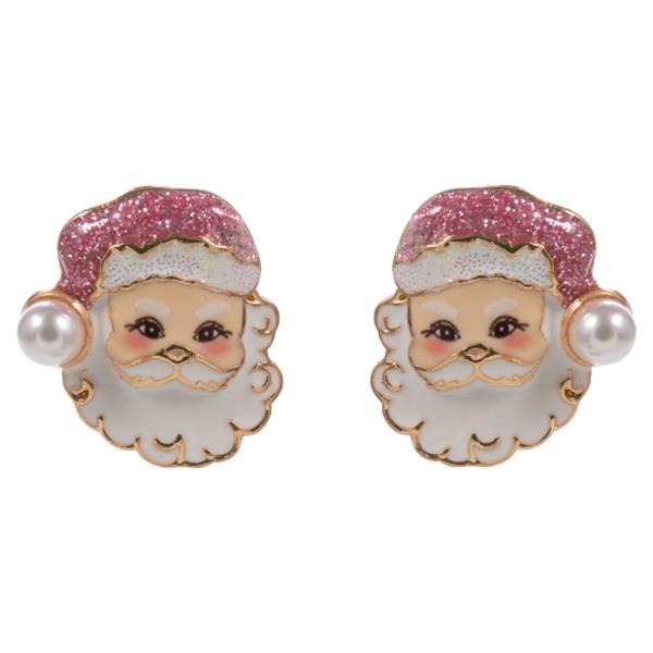 SANTA CLAUS SHAPED ENAMEL HYPOALLERGENIC EARRING