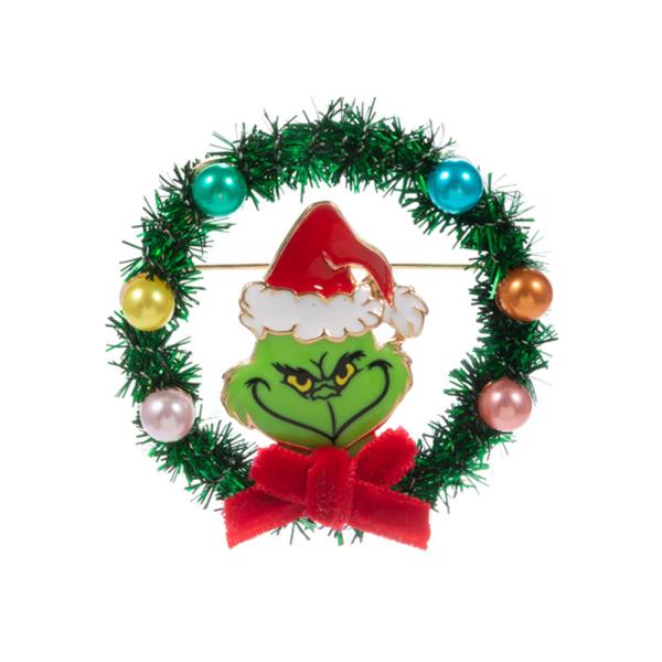 GREEN MONSTER W/ METALLIC THREAD WREATH SINGLE BROOCH