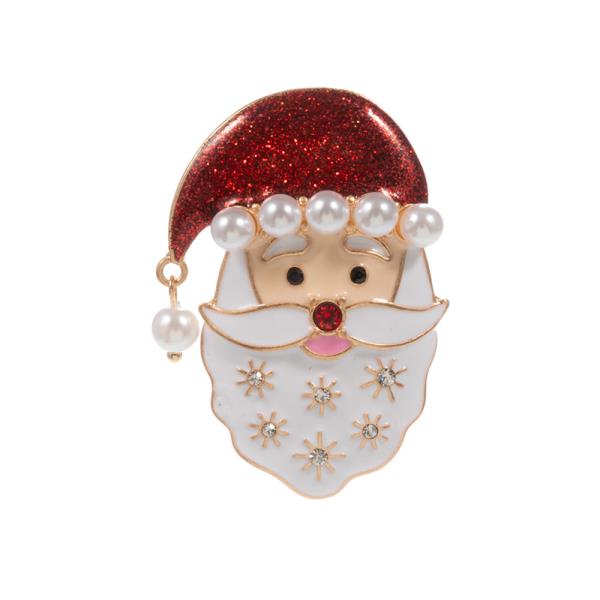 SANTA CLAUS SHAPED ENAMELED W/ PEARLS SINGLE BROOCH