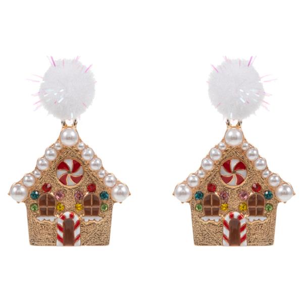 COOKIE HOUSE SHAPED ENAMEL WITH METALLIC POM POM
