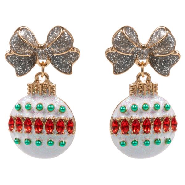 CHRISTMAS ORNAMENT SHAPED ENAMEL WITH STONES EARRING