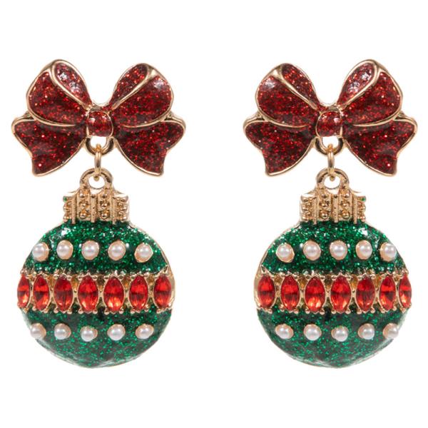 CHRISTMAS ORNAMENT SHAPED ENAMEL WITH STONES EARRING