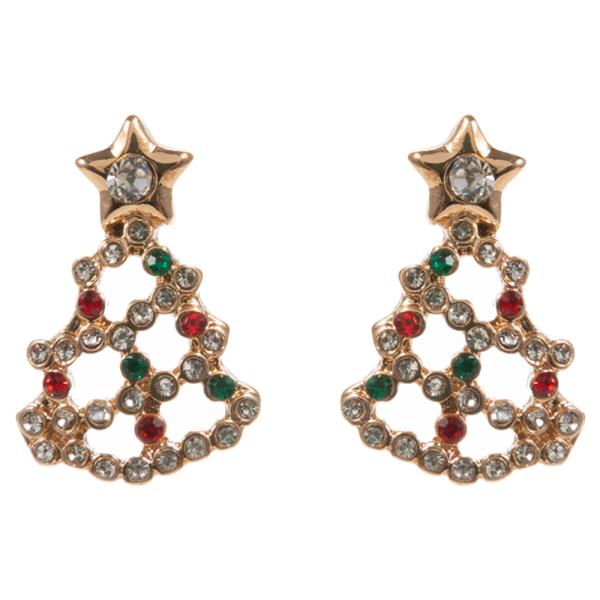 CHRISTMAS TREE SHAPED STONES HYPOALLERGENIC EARRING