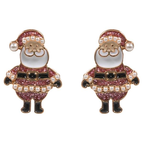SANTA CLAUS SHAPED ENAMEL W/ PEARLS HYPOALLERGENIC EARRING