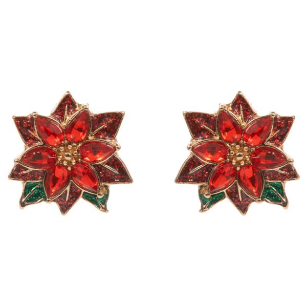 POINSETTIA FLOWER SHAPED ENAMEL HYPOALLERGENIC EARRING