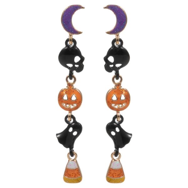 LINEAR SHAPED HALLOWEEN CHARMS HYPOALLERGENIC TITANIUM POST EARRING