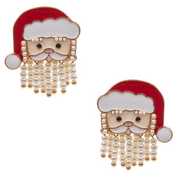 CHRISTMAS SANTA SHAPED SANTA POST EARRING