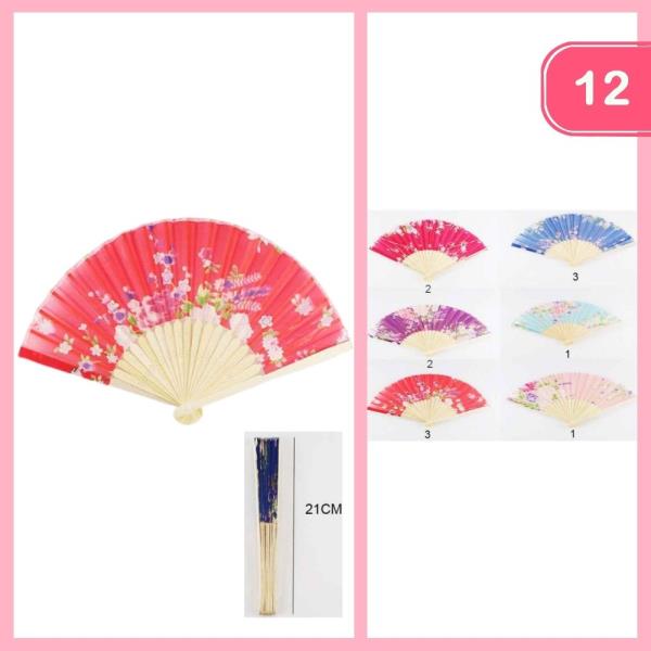 FLOWER PRINT HAND FAN (12 UNITS)