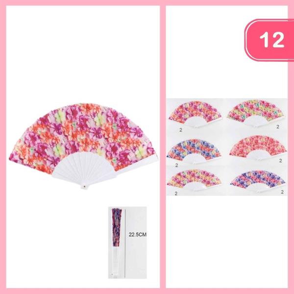 FLOWER PRINT HAND FAN (12 UNITS)