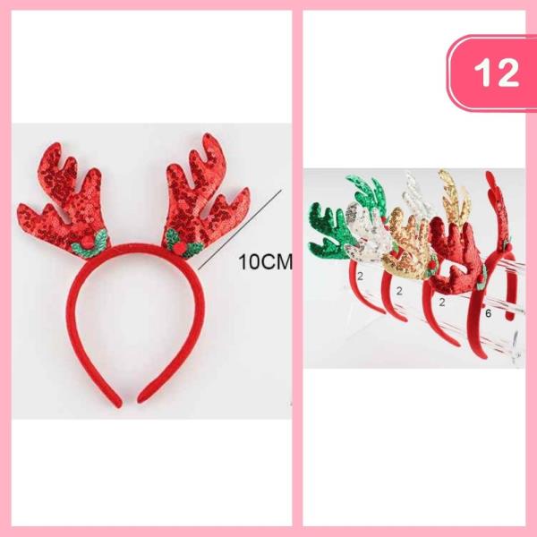 CHRISTMAS REINDEER ANTLERS HEADBAND (12 UNITS)