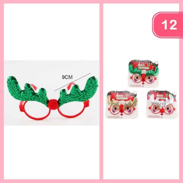 CHRISTMAS REINDEER ANTLERS GLASSES (12 UNITS)