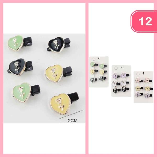 HEART ROSE HAIR PINS (12 UNITS)