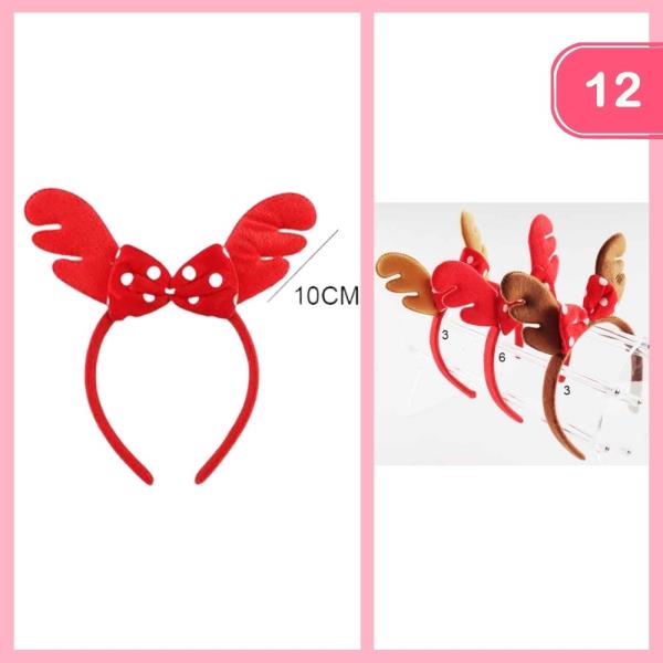 CHRISTMAS REINDEER WITH BOW HEADBAND (12 UNITS)
