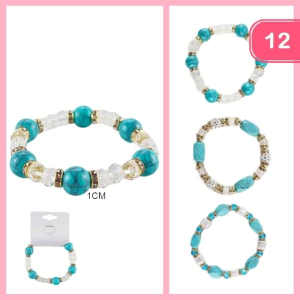 RHINESTONE BEADED BRACELET (12 UNITS)