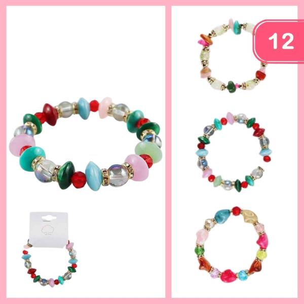 RHINESTONE BEADED BRACELET (12 UNITS)