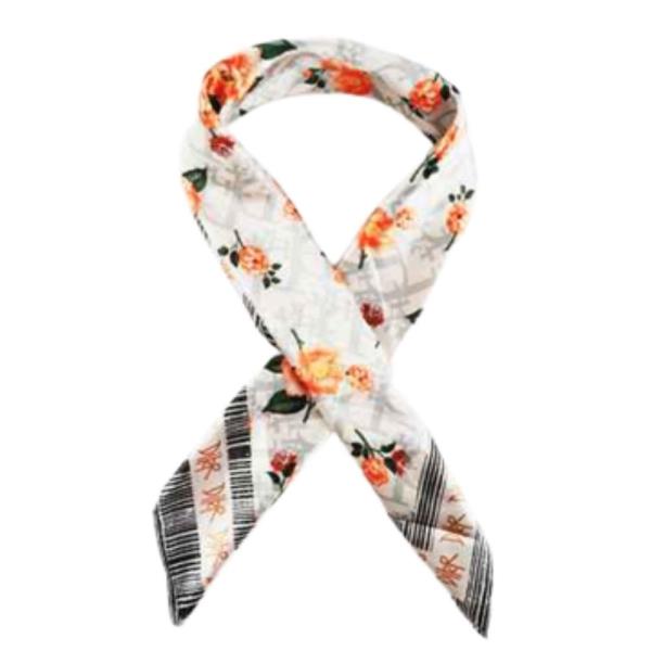 FLOWER PATTERN BANDANA SQUARE NECK SCARF