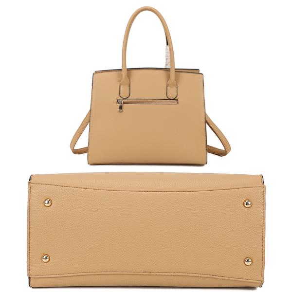 3IN1 TEXTURE CHIC HANDLE SATCHEL W MINI BAG AND WALLET SET