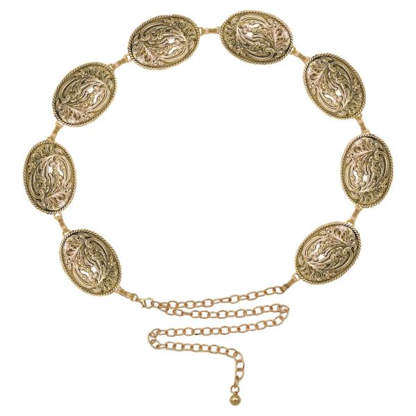 FLORAL VINE SWIRL CONCHO CHAIN BELT