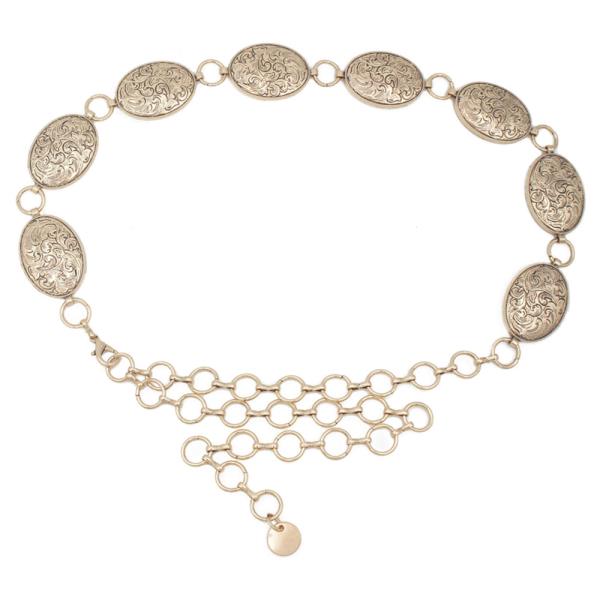 SWIRL EMBOSSED OVAL CONCHO LINK BELT