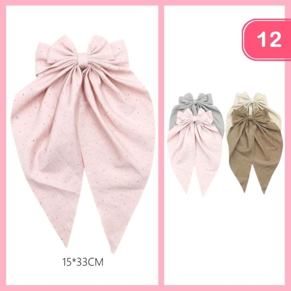 POLKADOT LONG TAIL HAIR BOW (12 UNITS)
