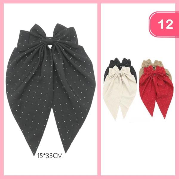 POLKADOT LONG TAIL HAIR BOW (12 UNITS)