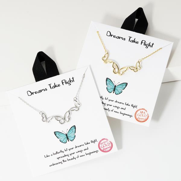 18K GOLD RHODIUM DREAMS TAKE FLIGHT BUTTERFLY NECKLACE