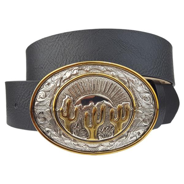 WESTERN-INSPIRED CACTUS THEME OVAL BUCKLE BELT