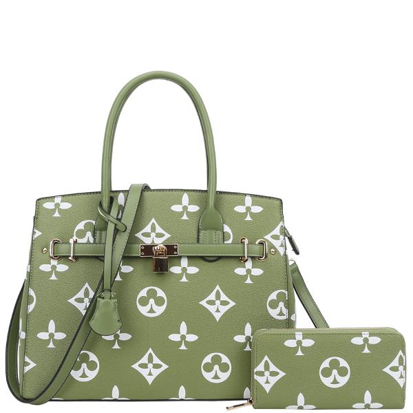 2IN1 DESIGN PRINT HANDLE SATCHEL W WALLET SET