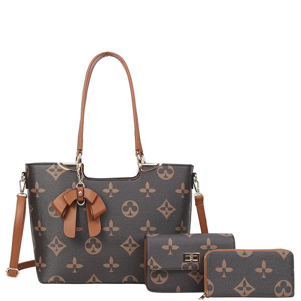 3IN1 PRINT DESIGN TOTE W CROSSBODY AND WALLET SET