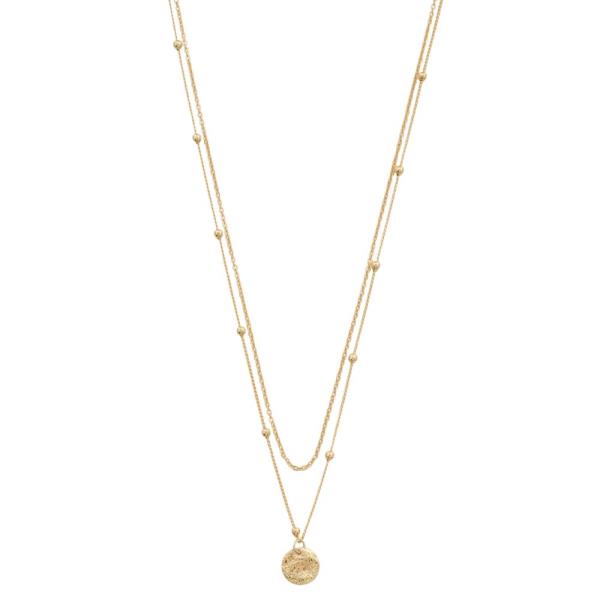 SODAJO HAMMERED METAL COIN BALL BEAD LAYERED NECKLACE