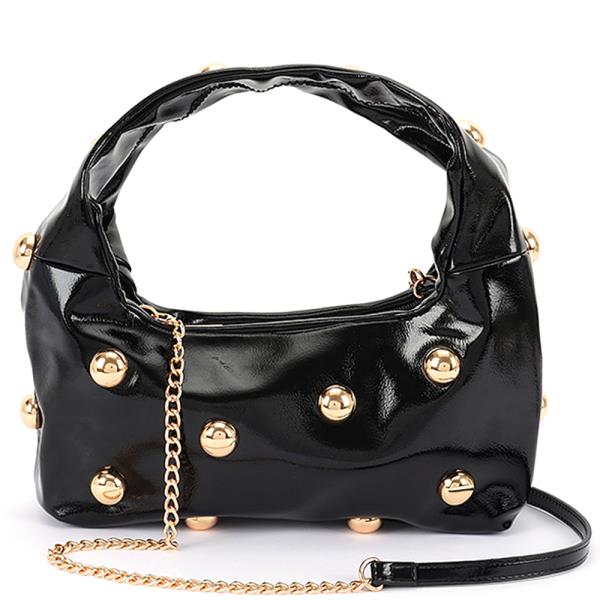 METAL STUDDED HOBO BAG