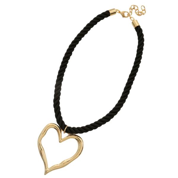 SODAJO ABSTRACT HEART PENDANT BRAIDED THREAD NECKLACE