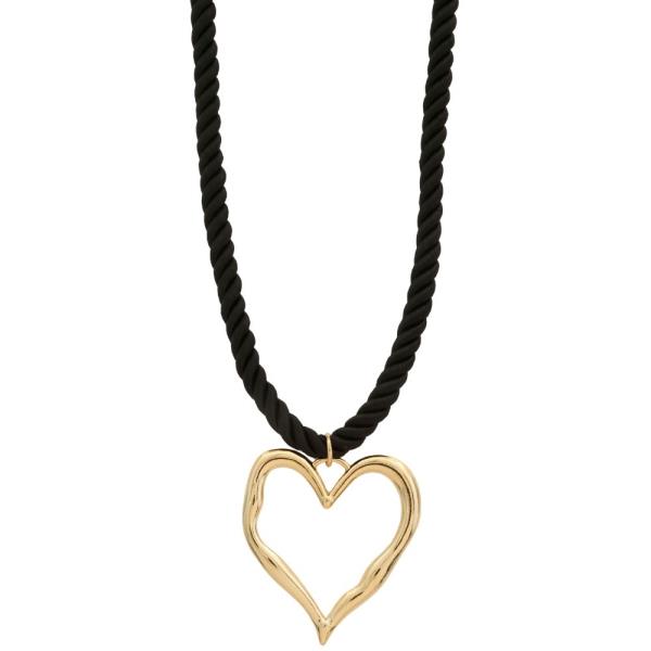 SODAJO ABSTRACT HEART PENDANT BRAIDED THREAD NECKLACE