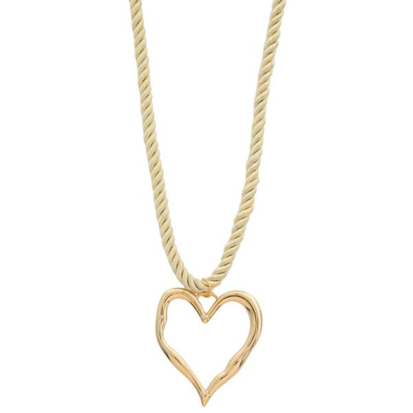 SODAJO ABSTRACT HEART PENDANT BRAIDED THREAD NECKLACE