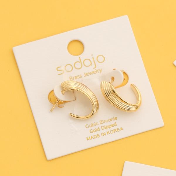 SODAJO GOLD DIPPED C OVAL HOOP EARRING