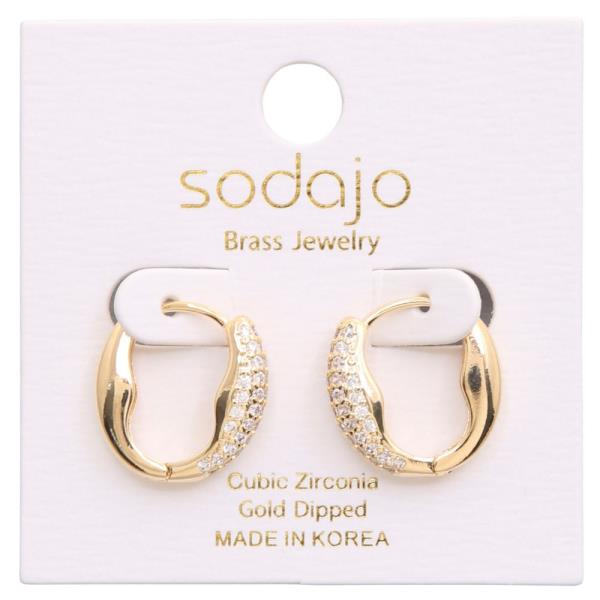 SODAJO GOLD DIPPED CZ HUGGIE HOOP EARRING