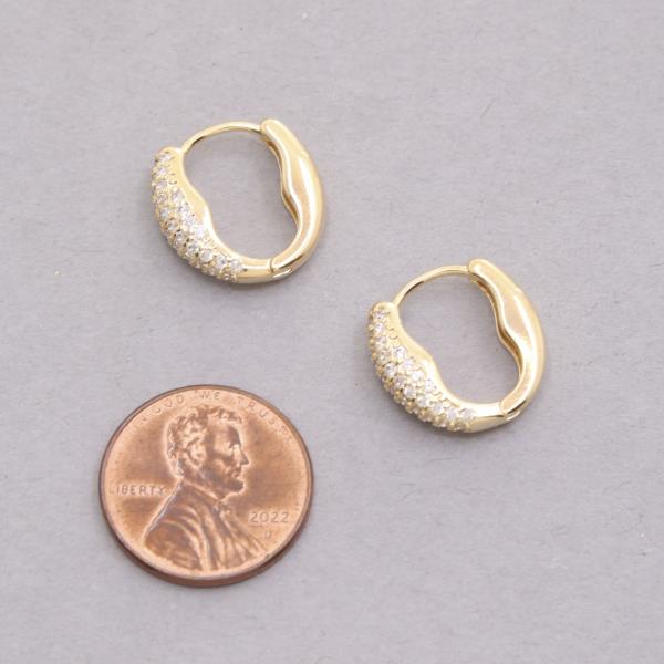 SODAJO GOLD DIPPED CZ HUGGIE HOOP EARRING