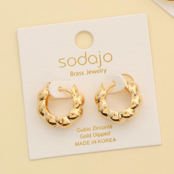 SODAJO GOLD DIPPED PUFFY HUGGIE HOOP EARRING