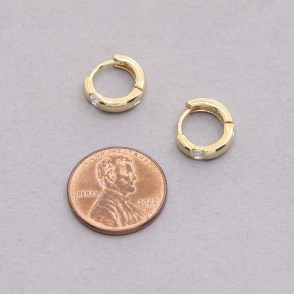 SODAJO GOLD DIPPED CZ STONE HOOP EARRING