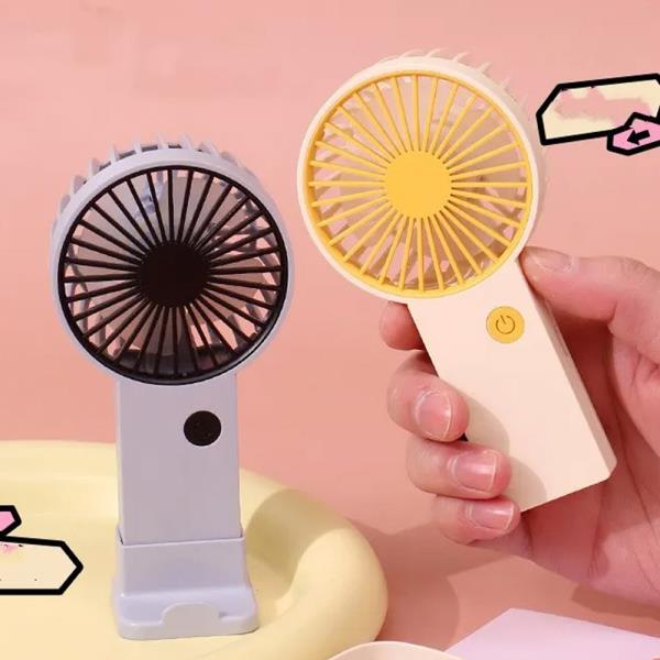 PORTABLE HANDHELD FAN WITH PHONE HOLDER - USB RECHARGEABLE MINI DESK FAN FOR TRAVEL, OFFICE, AND DORM